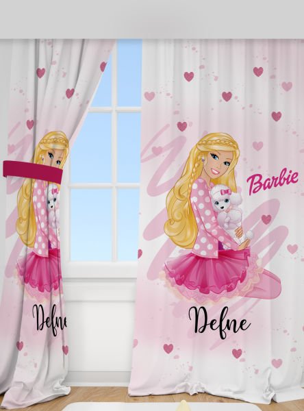 Kişiye Özel Baskılı Fon Perde Barbie