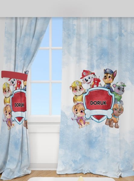 Kişiye Özel Baskılı Fon Perde Paw Patrol