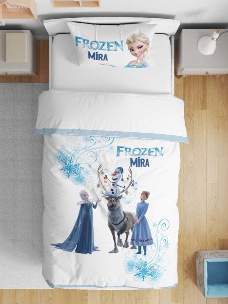 Çift Taraflı Pamuk Saten Nevresim Seti Frozen Elsa
