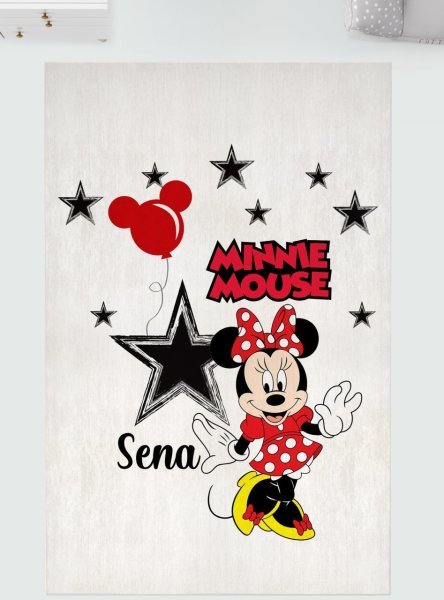 Kişiye Özel 11mm Dijital Baskı Soft Halı Minnie Mouse