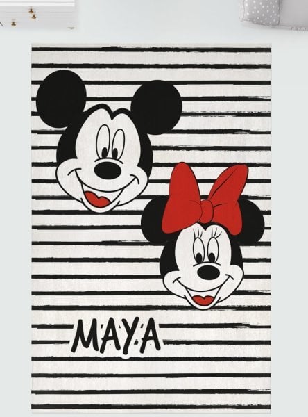 Kişiye Özel 11mm Dijital Baskı Soft Halı Minnie ve Mickey