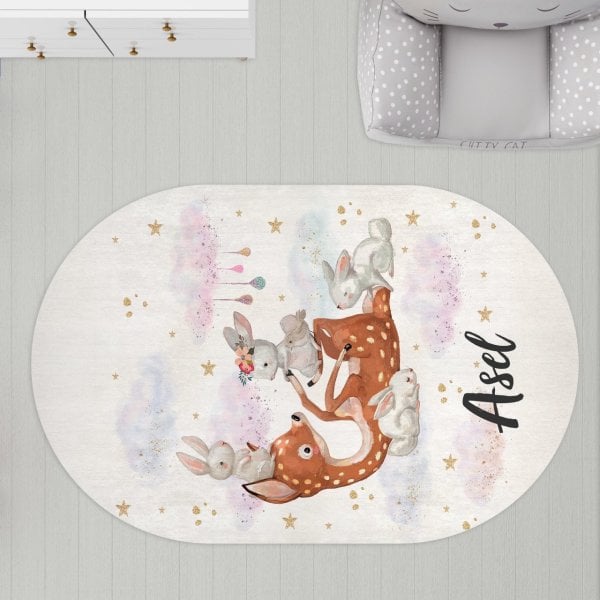 Oval Kids Room Carpet Bambi