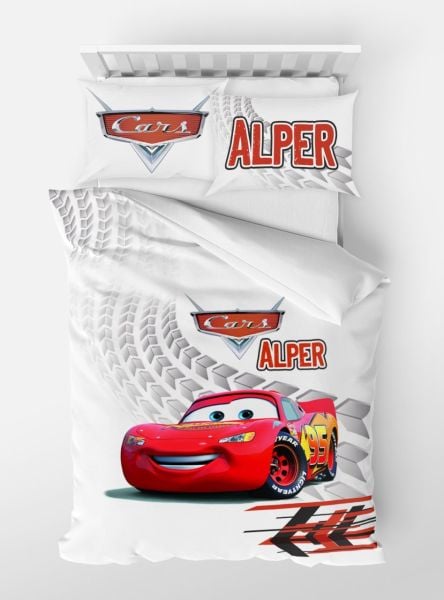 Kişiye Özel Tek Kişilik Nevresim Takımı Şimşek McQueen Cars