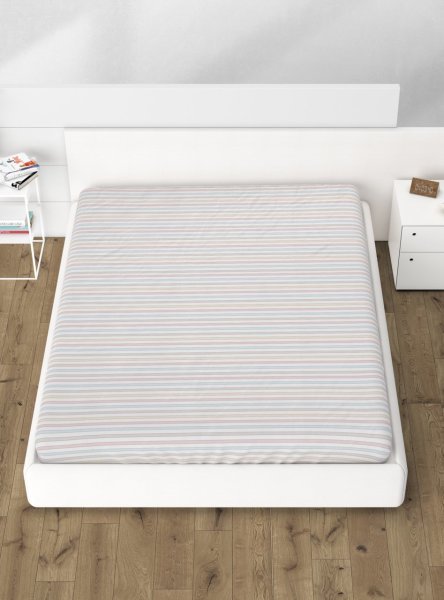 Digital Printed King Size Fitted Sheet Colored Striped