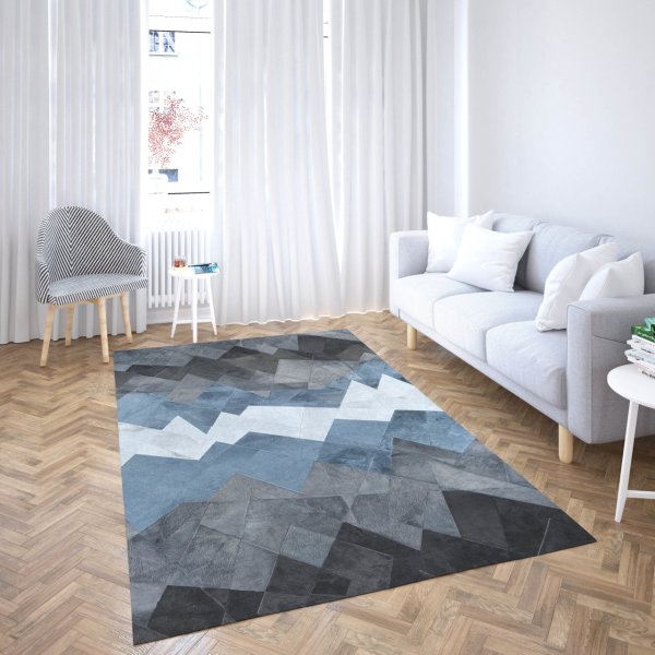 Digital Printing Living Room Carpet Prism Blue