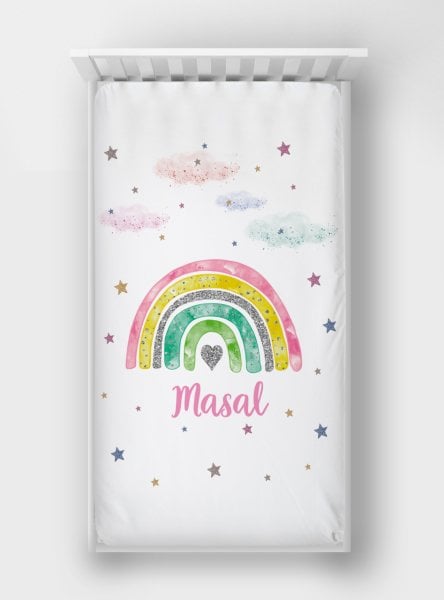 Digital Printed Single Size Fitted Sheet Rainbow