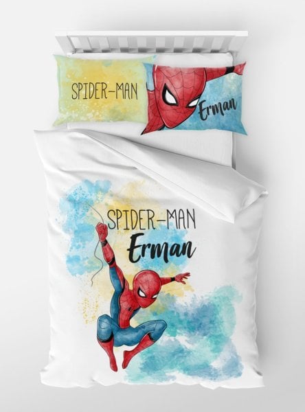Kişiye Özel Tek Kişilik Micro Saten Nevresim Spider Man
