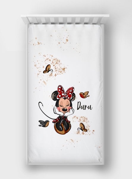 Digital bedrucktes elastisches Einzelbettlaken Minnie Mouse