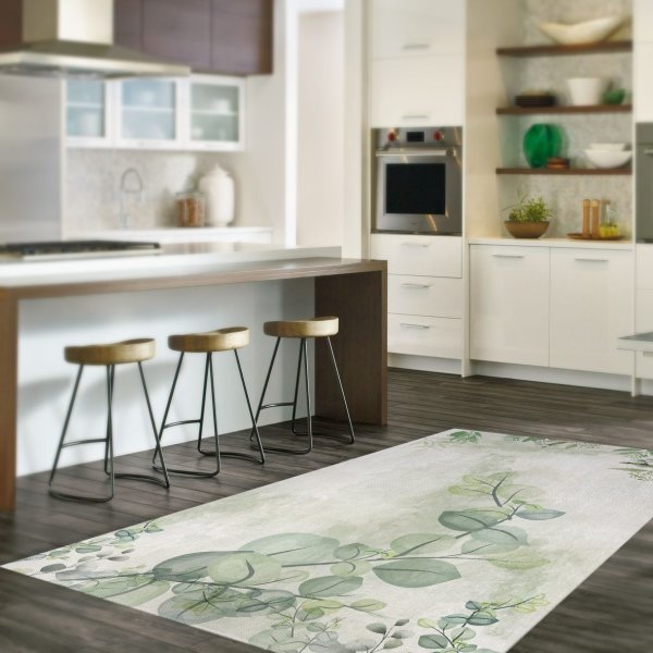 Personalized 11mm Digital Printing Soft Carpet Kitchen Rug Leaves