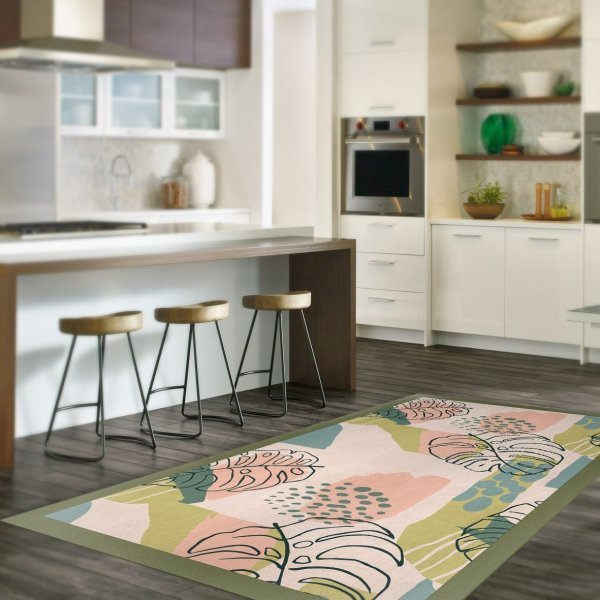 Personalized 11mm Digital Printing Soft Carpet Kitchen Rug Leaves