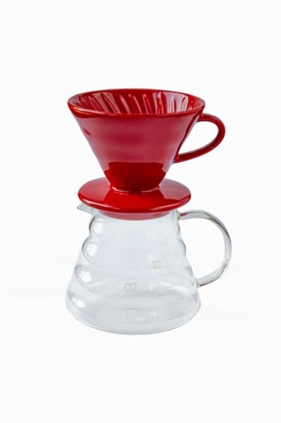 Kahvehanem V60 02 Kahve Demleme Tanışma Seti  - Retro Kırmızı (Dripper + 600 ml Kahve Sürahisi)