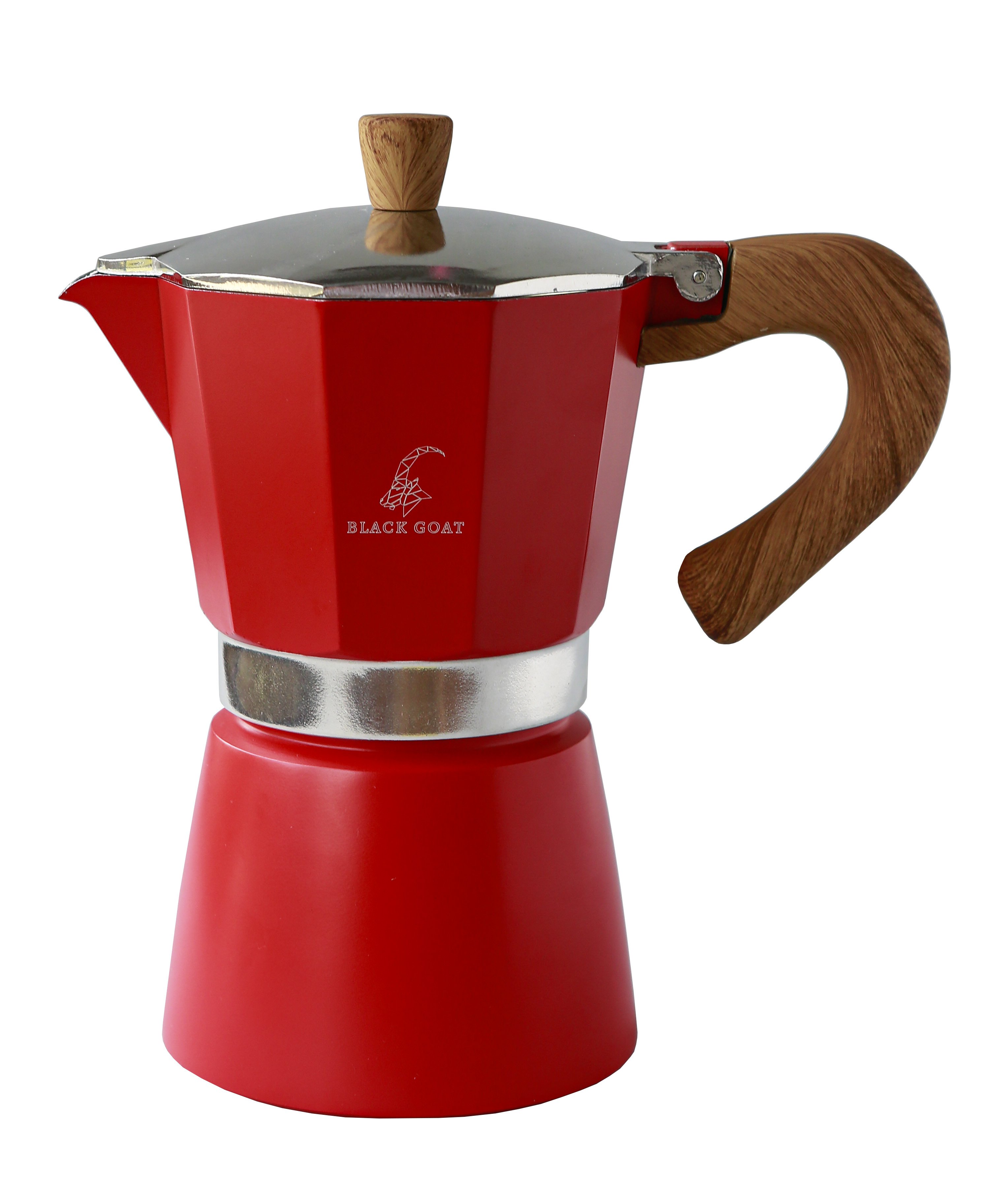 Black Goat 6 Cup Moka Pot -  Kırmızı