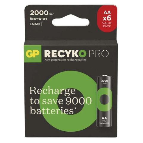 GP ReCyko Pro 6'lı 2000 mAh Şarj Edilebilir AA Kalem Pil