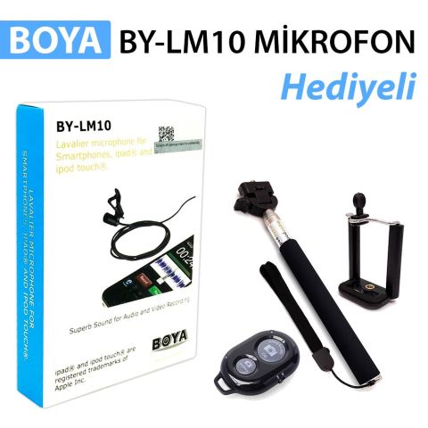Boya BY-LM10 Telefon Yaka Mikrofonu + Selfie Set