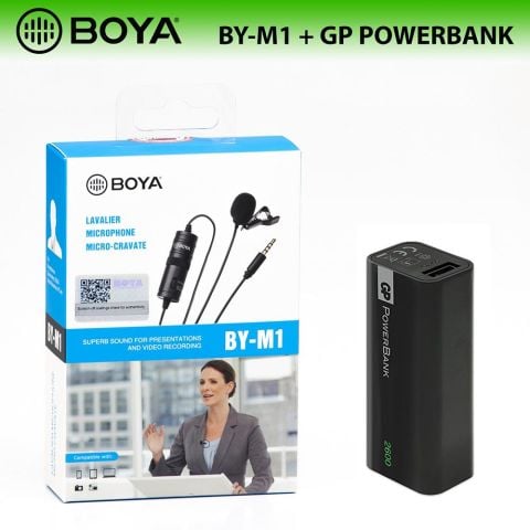 Boya BY-M1 Yaka Mikrofonu + GP 2600mah Powerbank