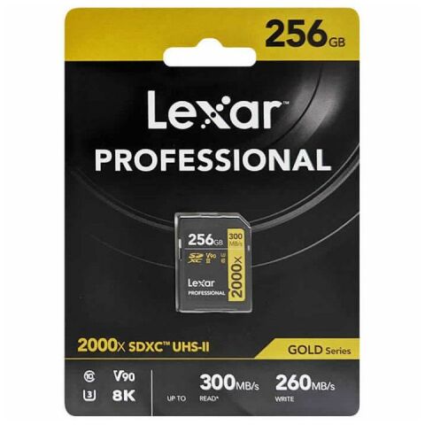 Lexar Professional 256GB 2000X 300 MB/s 8K V90 SDXC Hafıza Kartı