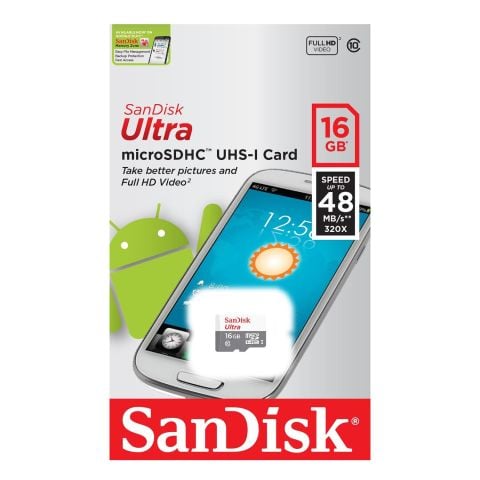 Sandisk Ultra 16GB 48mb/s MicroSDHC Hafıza Kartı