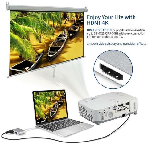 Type-c to VGA HDMI Çevirici 2 in 1 4K