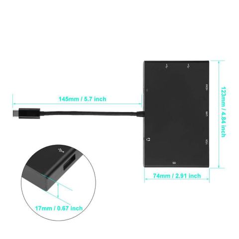 S-1600 Type-c 8in1 HDMI VGA USB LAN SD TYPE-C Audi