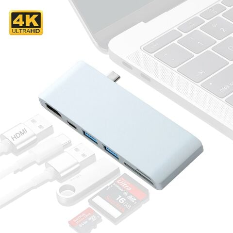 Type-c 6in1 HDMI USB TF SD Çevirici Hub 4K