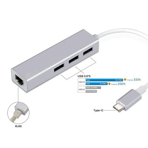 Type-c to 3 Port USB LAN Çevirici Hub