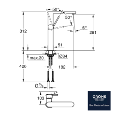 Grohe Plus Çanak Lavabo Bataryası XL