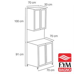 Fym Çamaşır Makine Dolabı Fonksiyonel 70 Cm