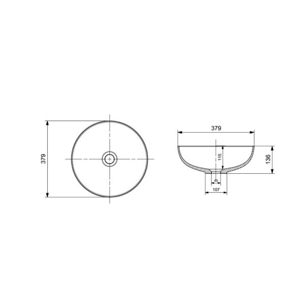 BOCCHİ Sottile Slim Line Çanak Lavabo 38 cm Mat Beton