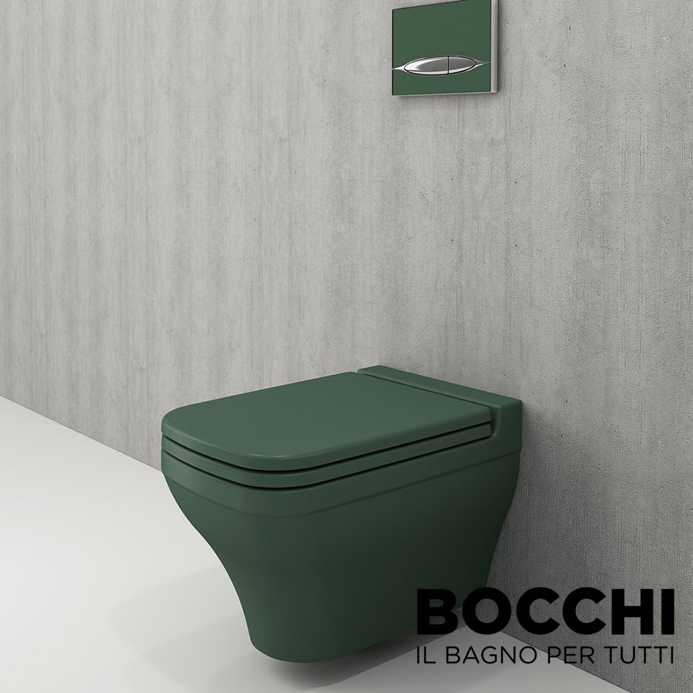 BOCCHI  Scala Arch Asma Klozet Mat Yeşil Klozet Kapağı Dahil