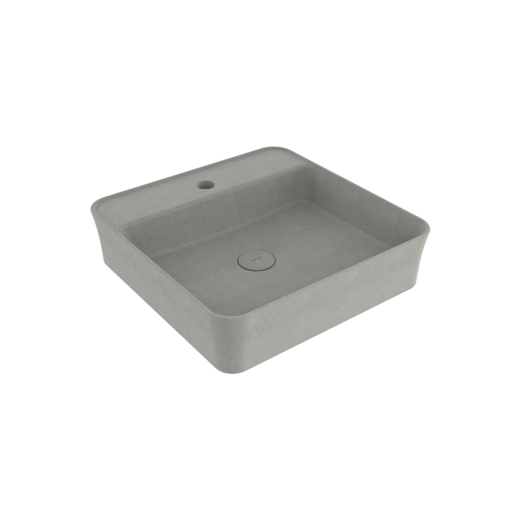 BOCCHI Sottile Slim Line Kare Lavabo 45 cm, Mat Beton