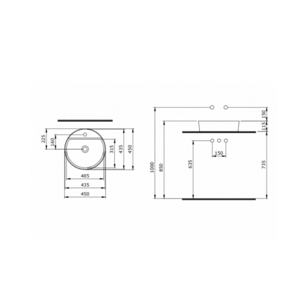 BOCCHI Sottile Slim Line Yuvarlak Lavabo 45 cm, Parlak Kırmızı