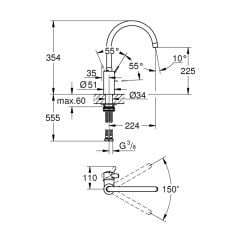 Grohe Eurocosmo Eviye Bataryası