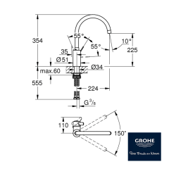 Grohe Eurocosmo Eviye Bataryası