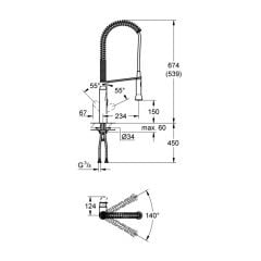 Grohe K7 Endüstriyel Eviye Bataryası