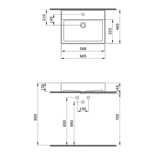 ClassisTezgah Üstü lavabo Mat Gri