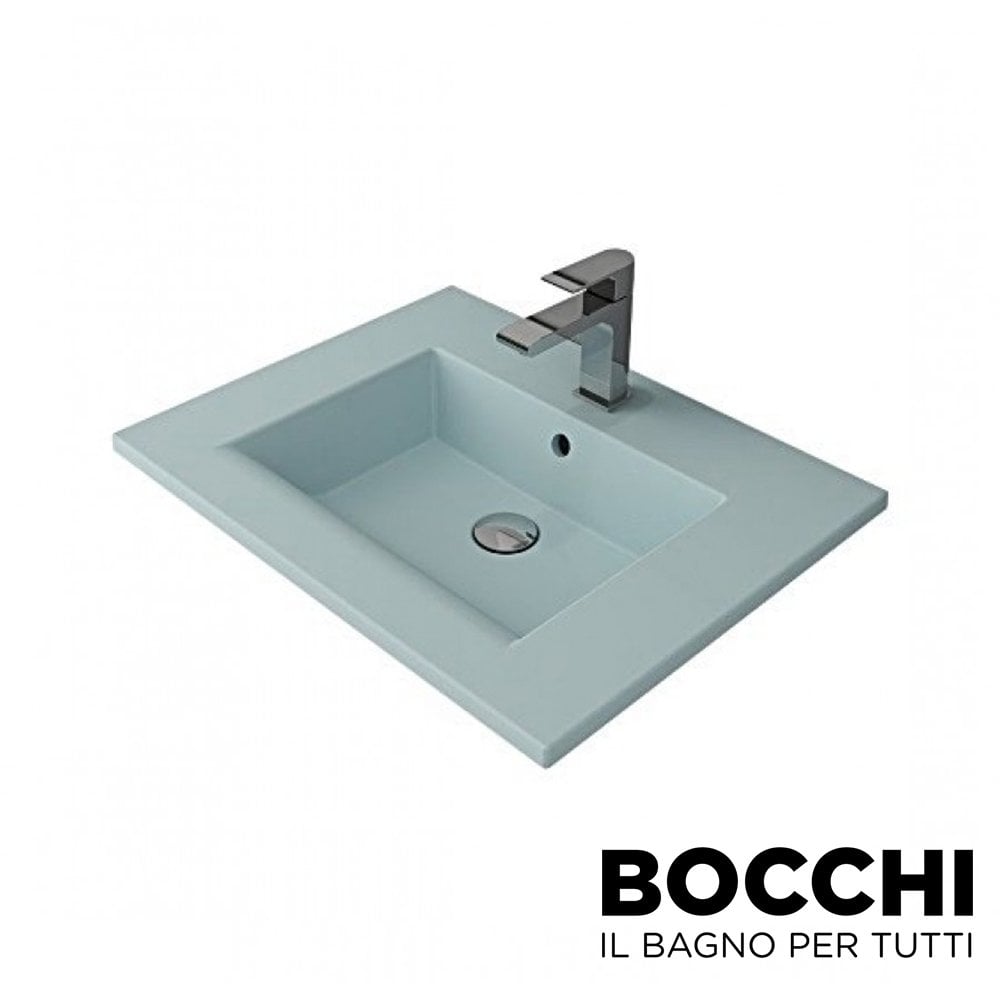 BOCCHI Milano Etajerli Lavabo 60 cm Mat Buz Mavisi