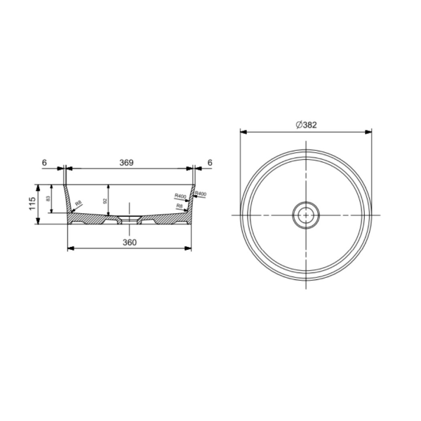 BOCCHI Sottile Slim Line Yuvarlak Lavabo 38 cm, Mat Yasemin