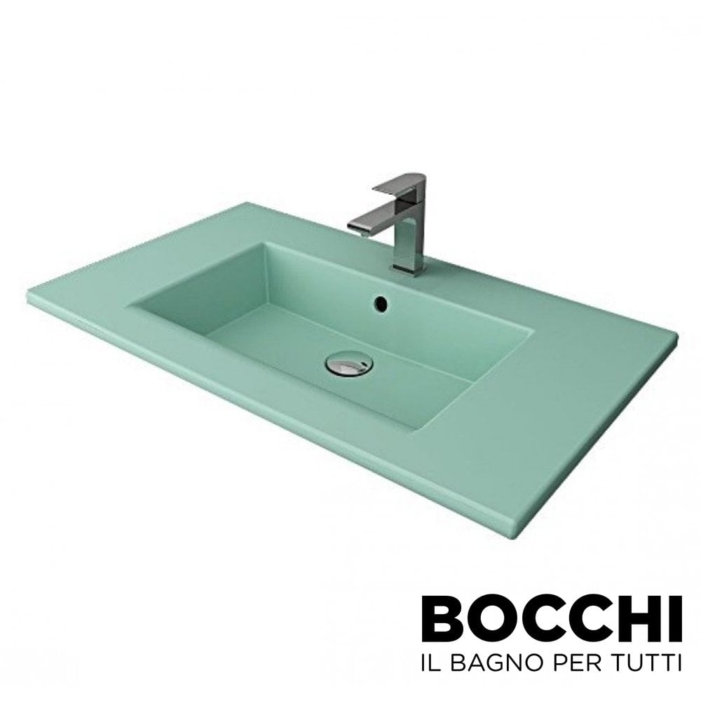 BOCCHI Milano Etajerli Lavabo 100 cm Mat Mint Yeşili