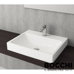 BOCCHI Scala Arch Tezgah Üstü Lavabo, 60 cm, Parlak Beyaz