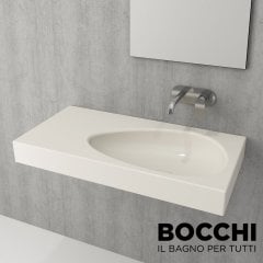 BOCCHI Etna Etajerli Lavabo 90 cm Parlak Bisküvi