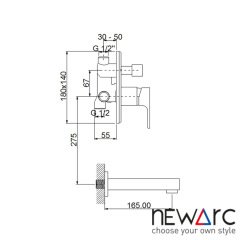 NEWARC - Aqua Ankastre Banyo Bataryası Valfsiz Gaga 941111