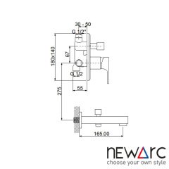 NEWARC - Aqua Ankastre Banyo Bataryası Valfsiz Gagalı 941131B