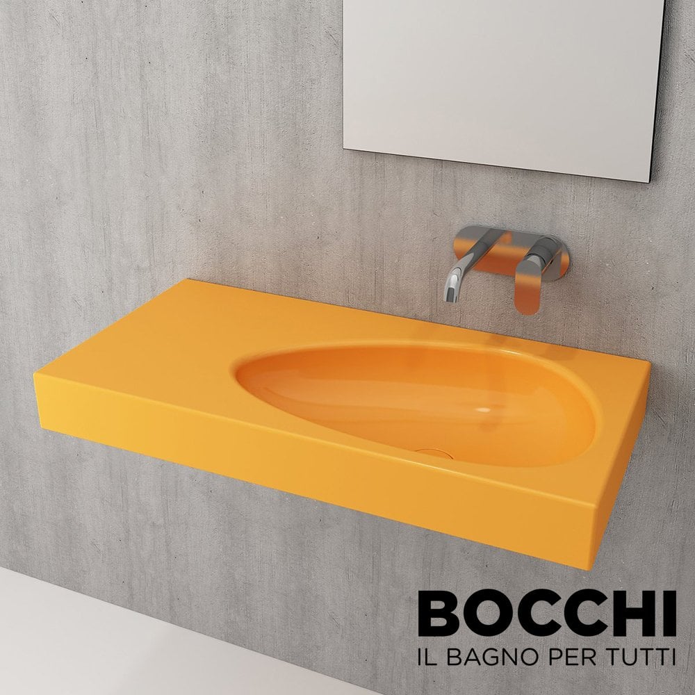 BOCCHI Etna Etajerli Lavabo, 90 cm, Mandalina Sarısı