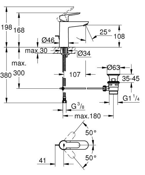 Grohe BauEdge  Lavabo Bataryası