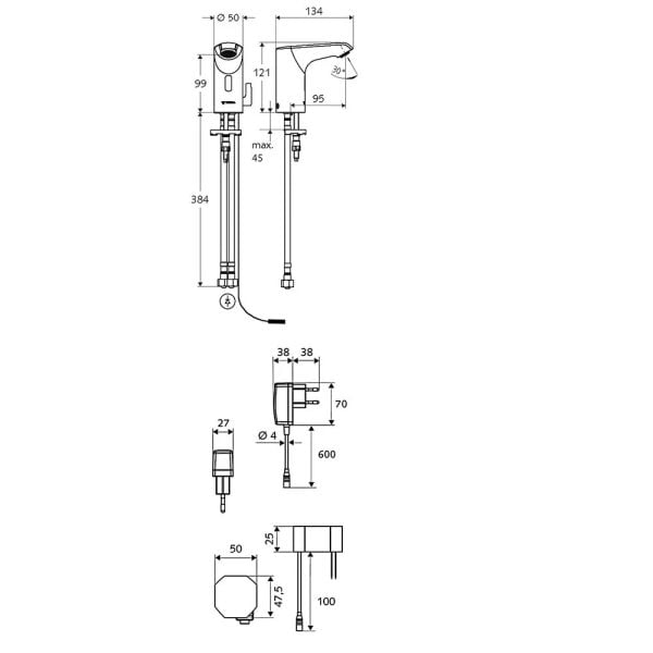 Schell Xeris S Fotoselli Elektrikli Lavabo Bataryası