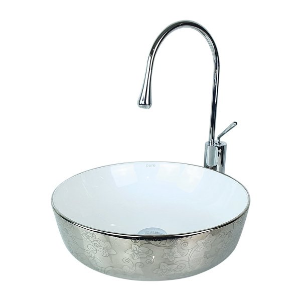 Pure SW-336 Çanak Lavabo 42 cm Gümüş - Beyaz