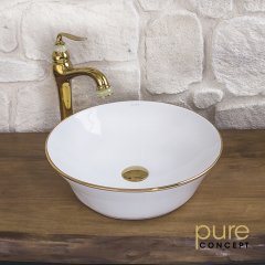 Pure GW-823 Çanak Lavabo 41 cm Altın Sarı - Beyaz