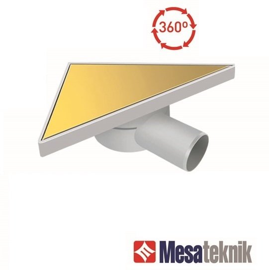 Mesa 20x20 Plastik Gövdeli Dönerli Duş Süzgeci Üçgen, Dolu Altın