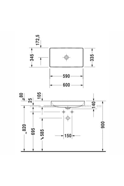 Duravit DuraSquare DuraCeram Çanak Lavabo 60 cm