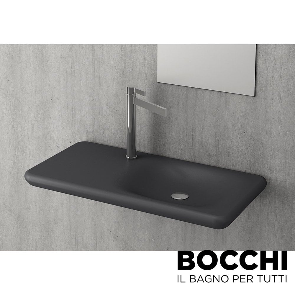 BOCCHI Fenice Etajerli Lavabo, 90 cm, Mat Antrasit